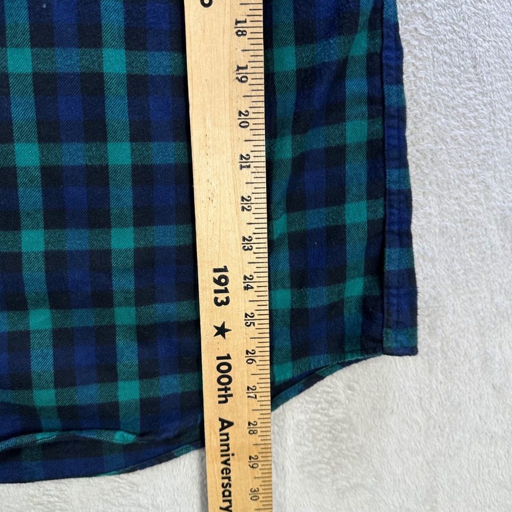 Lands End Flannel Shirt Mens XL Green Blue Plaid Traditional Fit Button Down - Picture 7 of 8